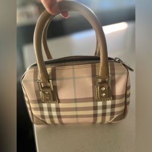 Burberry Mini Checker Nova Satchel Bag (Pink / Tan)